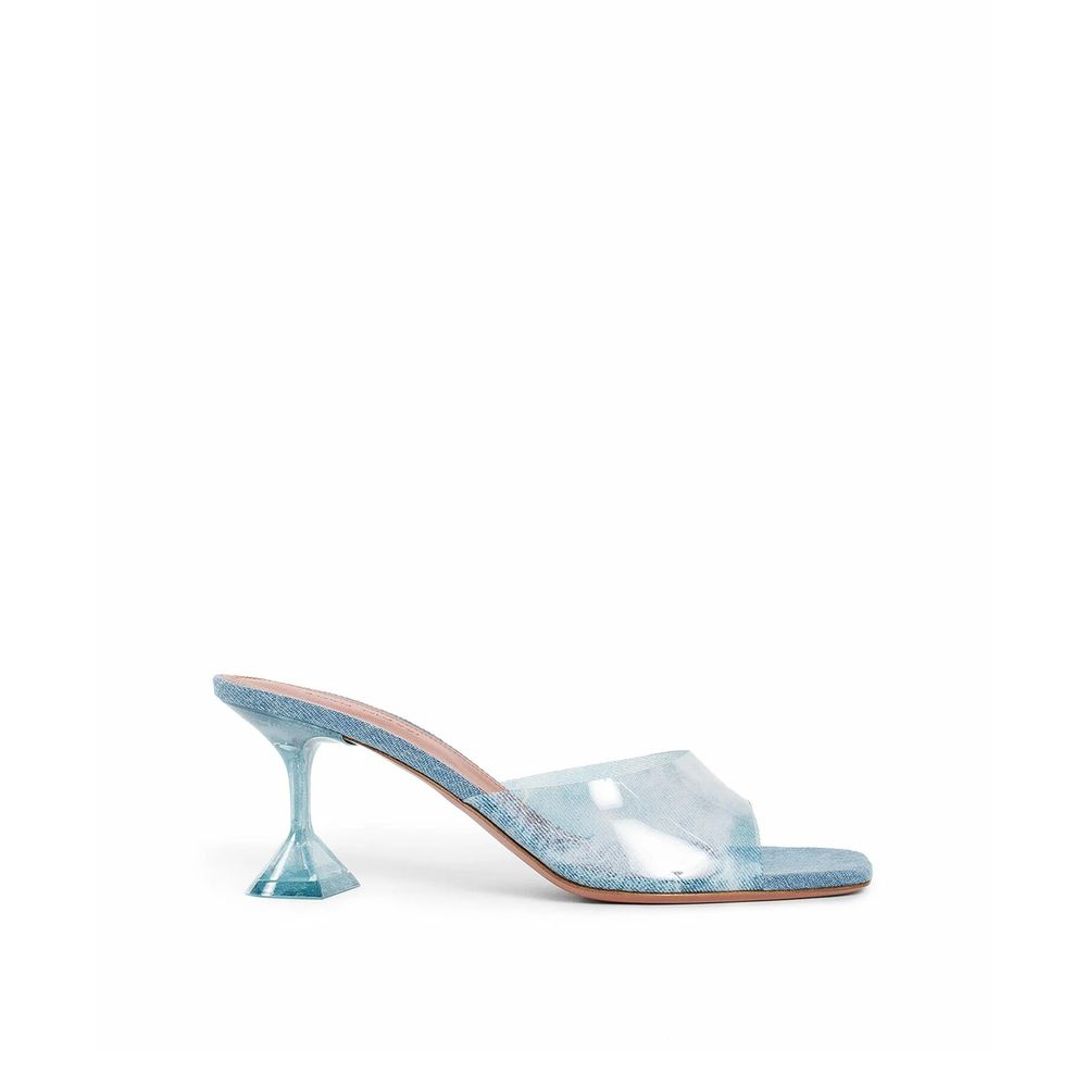 Amina Muaddi Denim Lupita Glass Pvc Mules Glam Steals