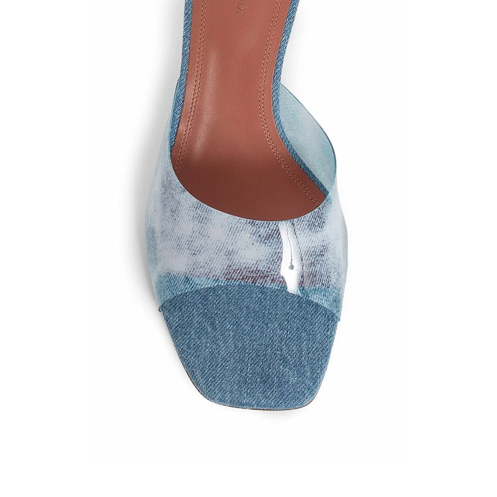 Amina Muaddi Denim Lupita Glass Pvc Mules Glam Steals