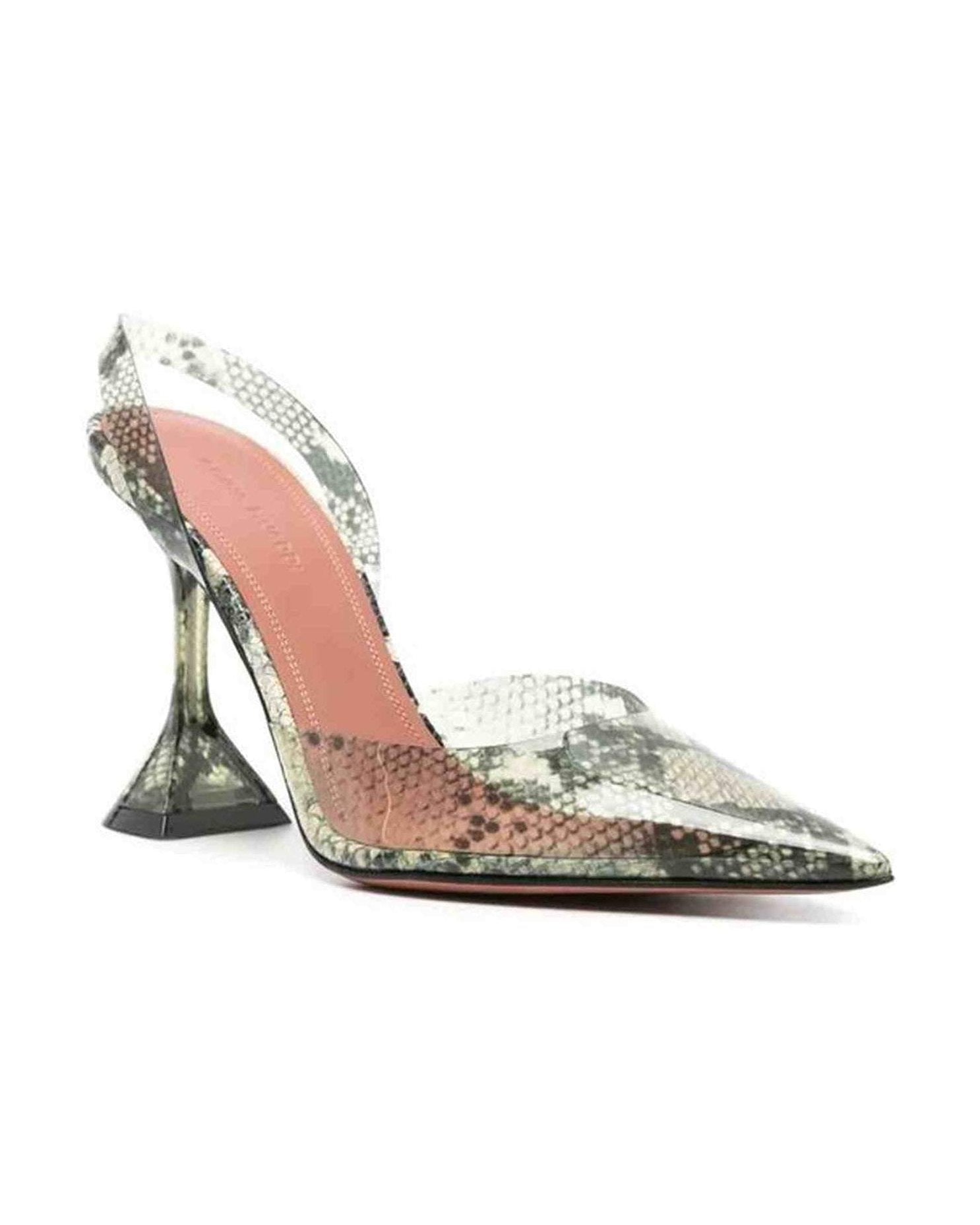 Amina Muaddi Holli Glass 95Mm Snakeskin Effect Pumps Glam Steals