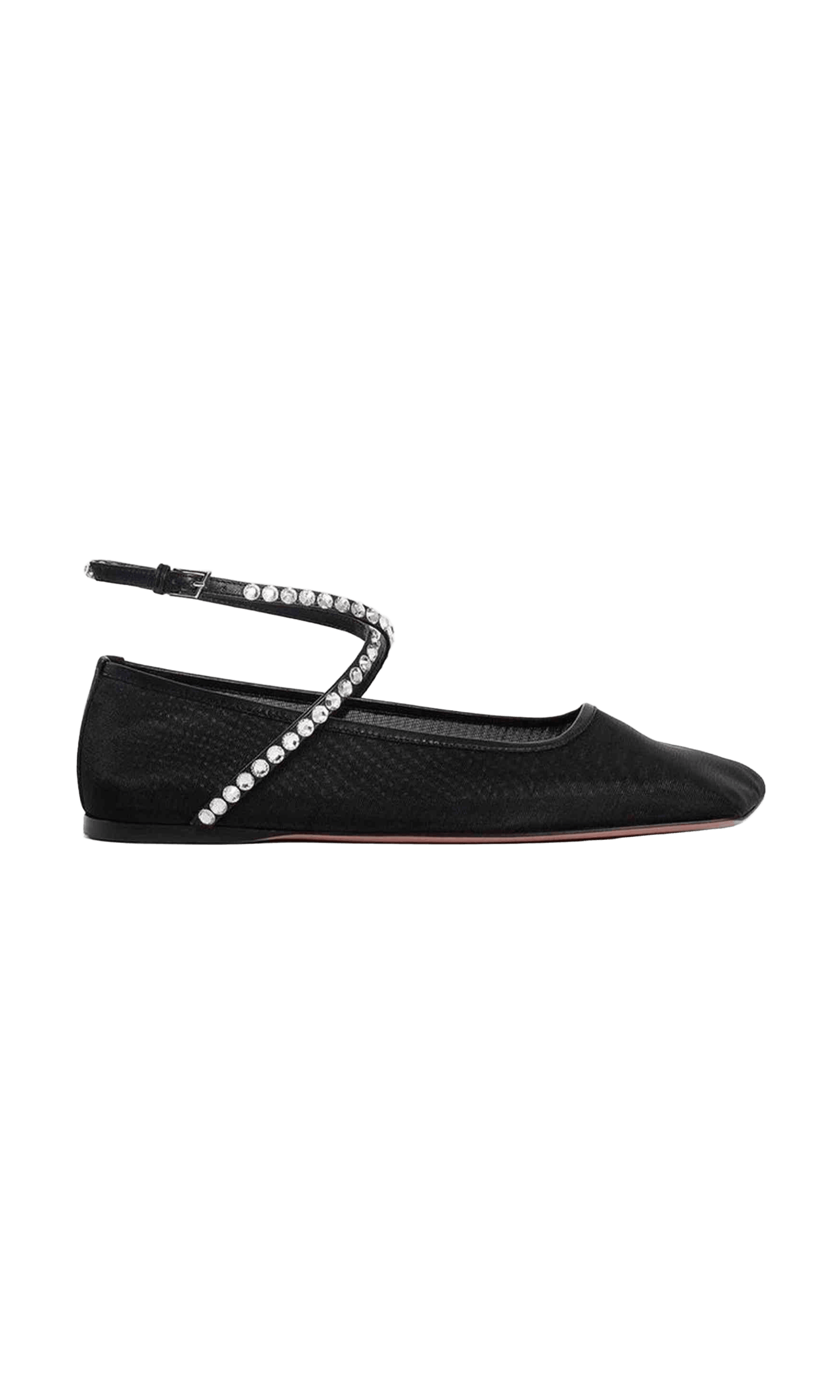 Amina Muaddi Mesh Crystal Ballerina Flats Glam Steals