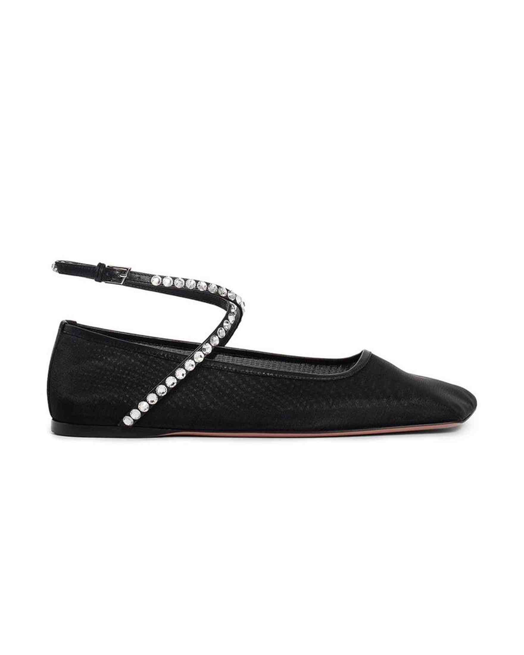 Amina Muaddi Mesh Crystal Ballerina Flats Glam Steals