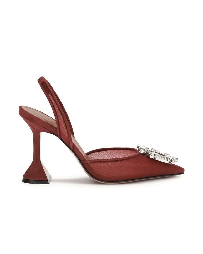 Amina Muaddi Polyester Bordeaux High Heel Pumps Glam Steals