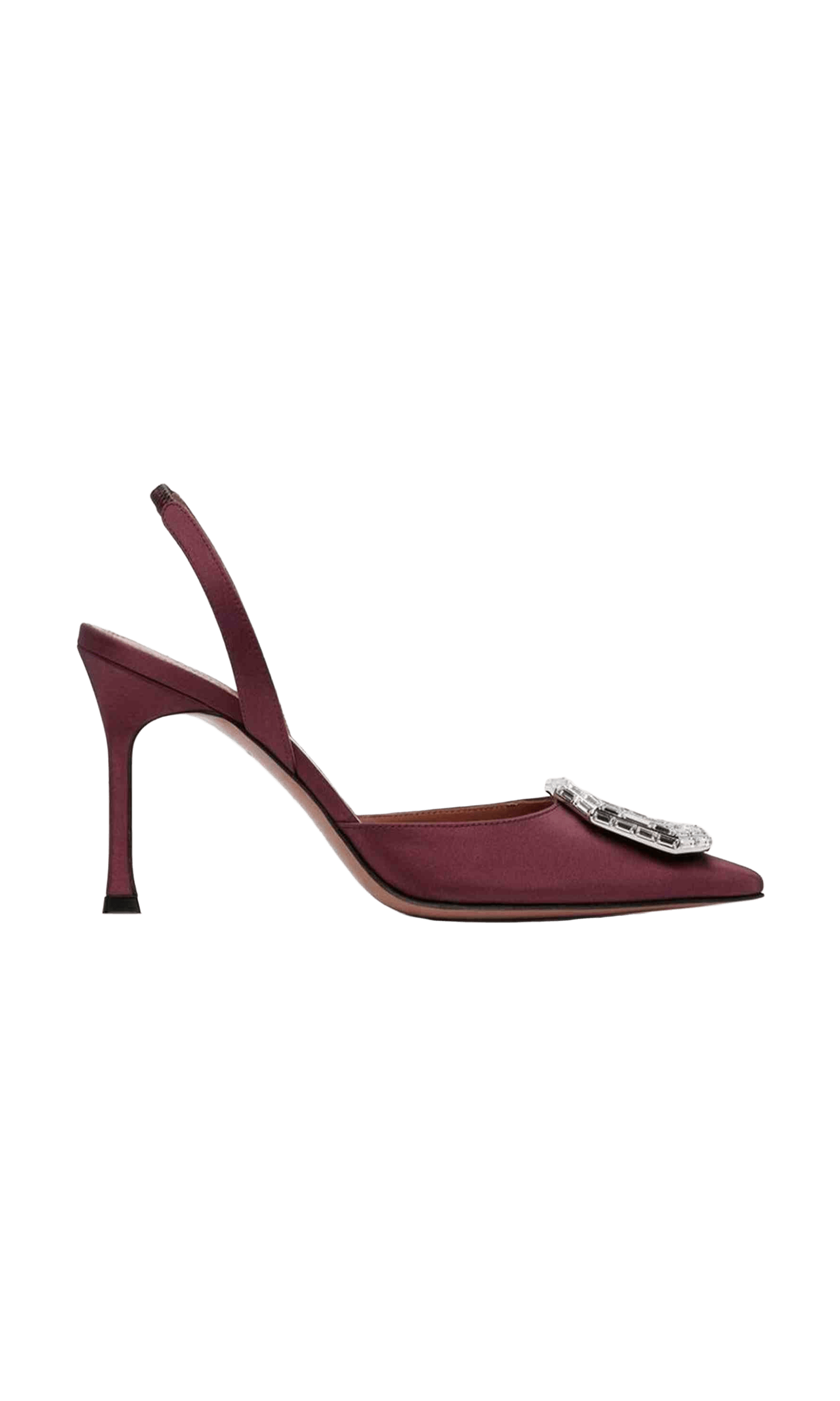 Amina Muaddi Satin Camelia Sling 90 Pumps Glam Steals