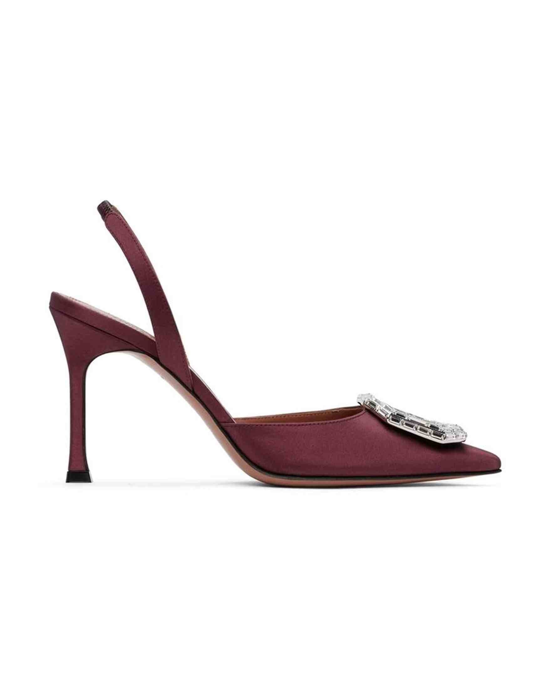 Amina Muaddi Satin Camelia Sling 90 Pumps Glam Steals