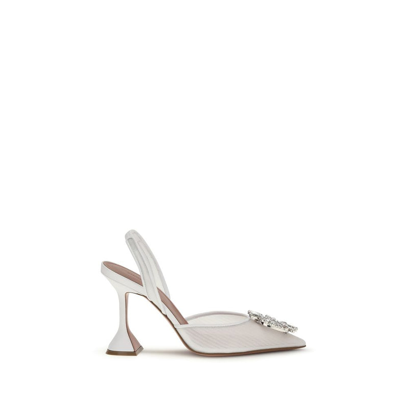 Amina Muaddi White Calf Leather Bos Taurus High Heel Pumps Glam Steals