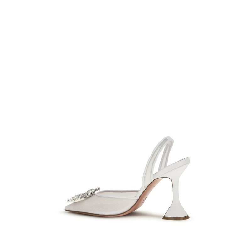 Amina Muaddi White Calf Leather Bos Taurus High Heel Pumps Glam Steals