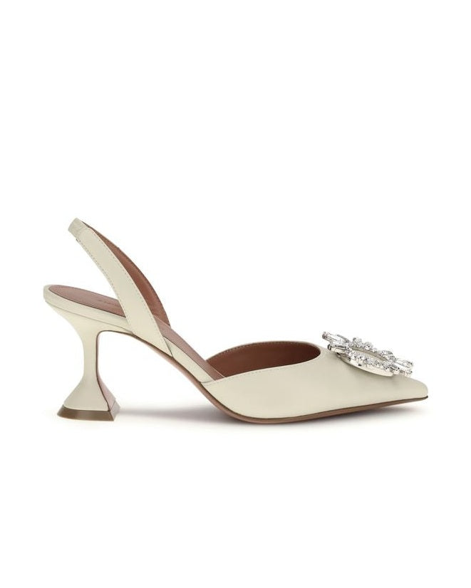 Amina Muaddi White Leather Calf Bos Taurus High Heel Pumps Glam Steals