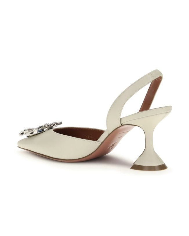 Amina Muaddi White Leather Calf Bos Taurus High Heel Pumps Glam Steals