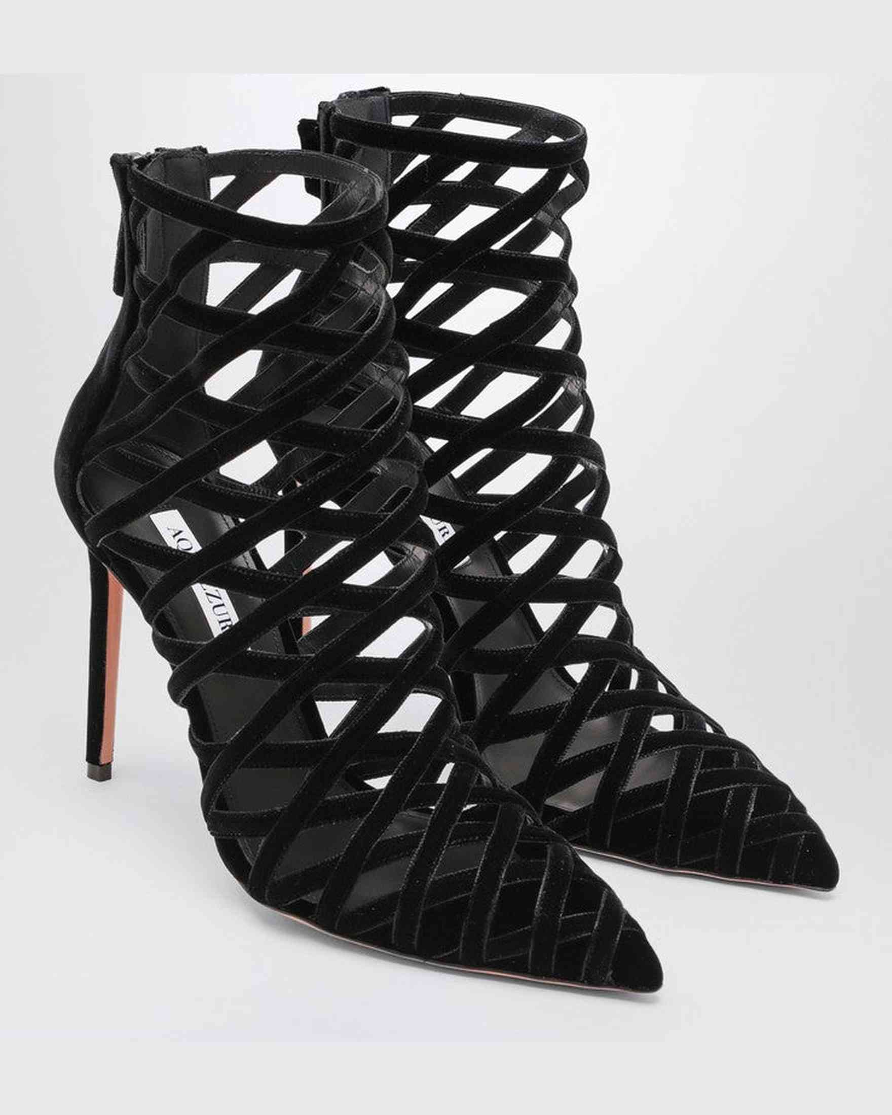 Aquazzura Black Perforated Décolleté Zip Glam Steals