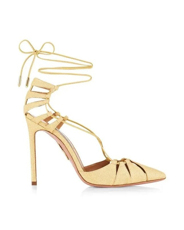 Aquazzura Raffia Stiletto Heel Sandals Glam Steals