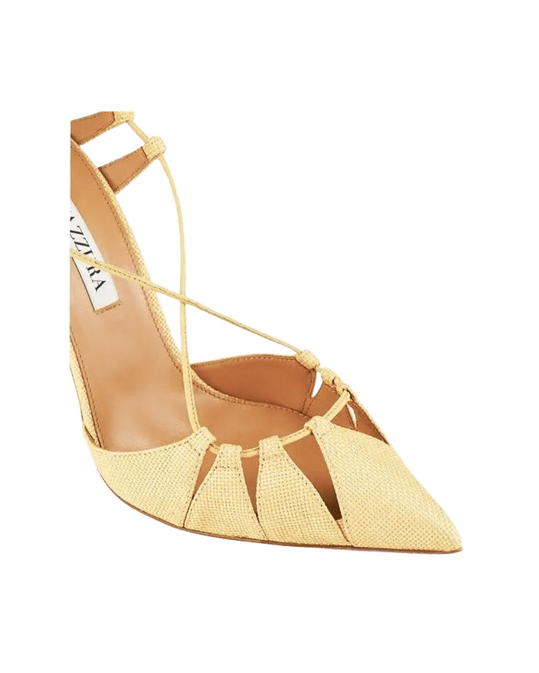 Aquazzura Yellow Raffia Stiletto Heels Glam Steals