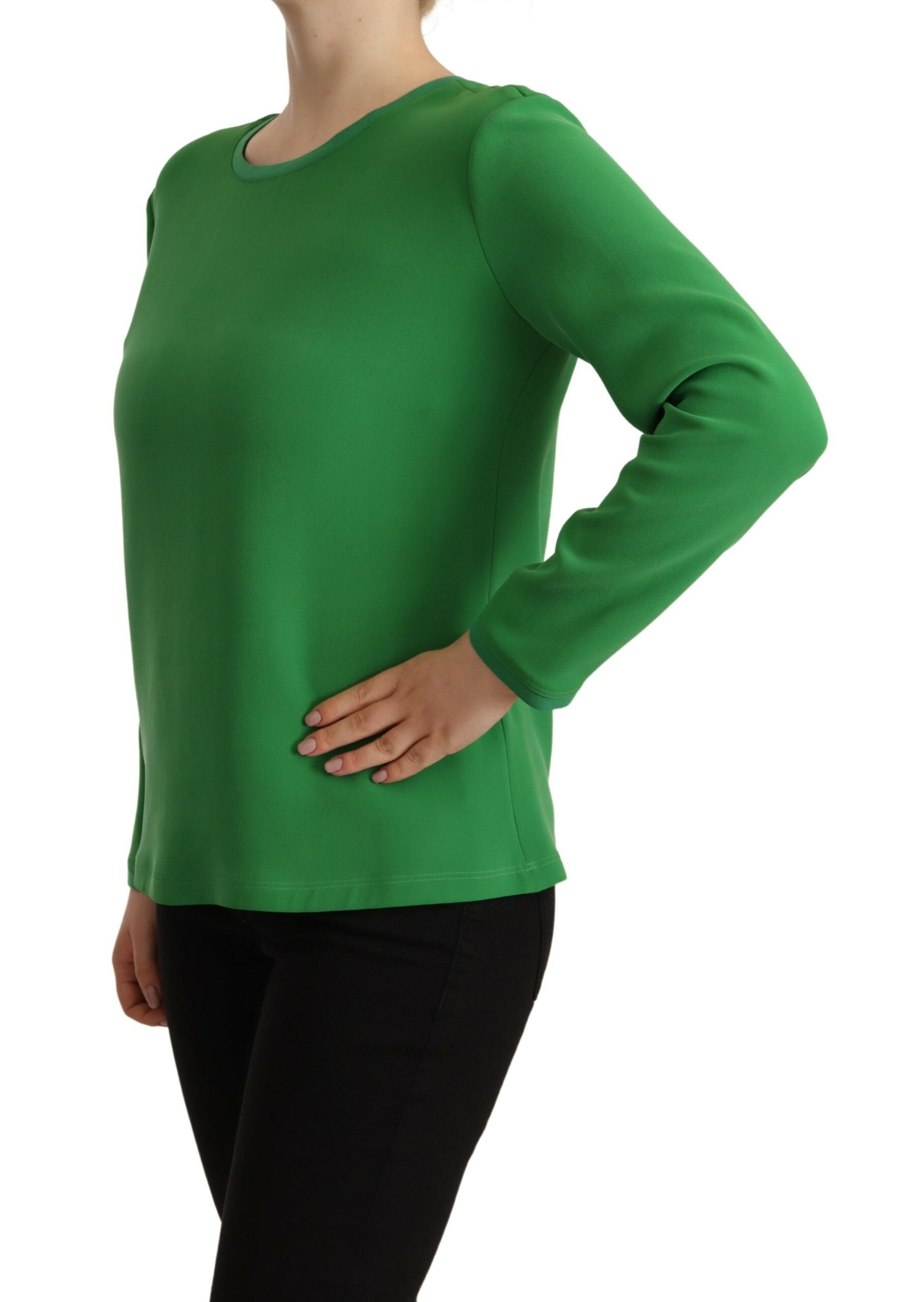 Armani Green Silk Long Sleeves Round Neck Sweater Glam Steals