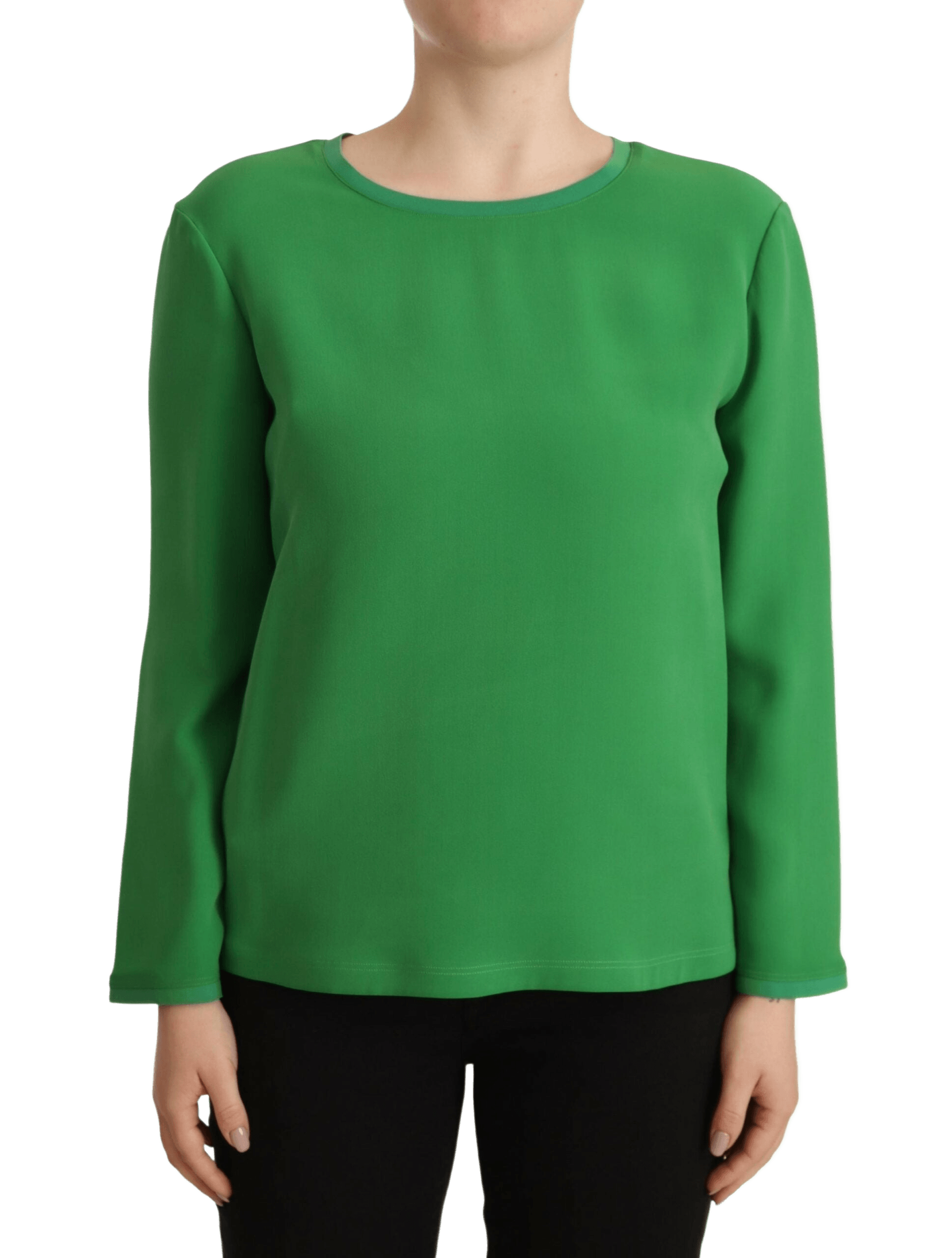 Armani Green Silk Long Sleeves Round Neck Sweater Glam Steals