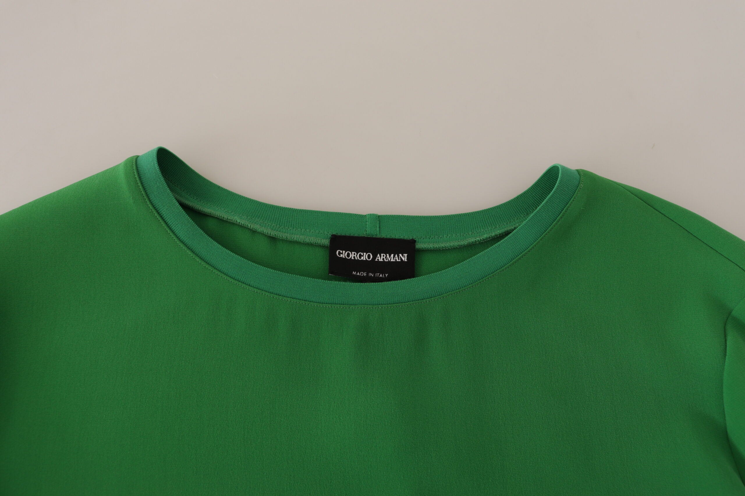 Armani Green Silk Long Sleeves Round Neck Sweater Glam Steals