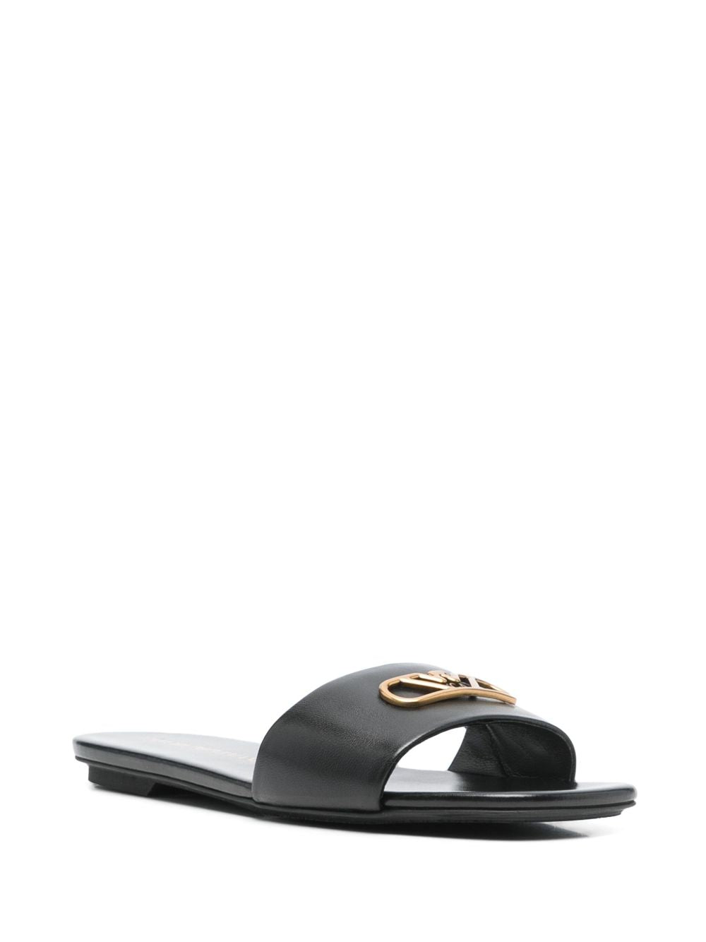 Armani Leather Emporio Exclusive Nappa Sandals with Eagle Plate Glam Steals