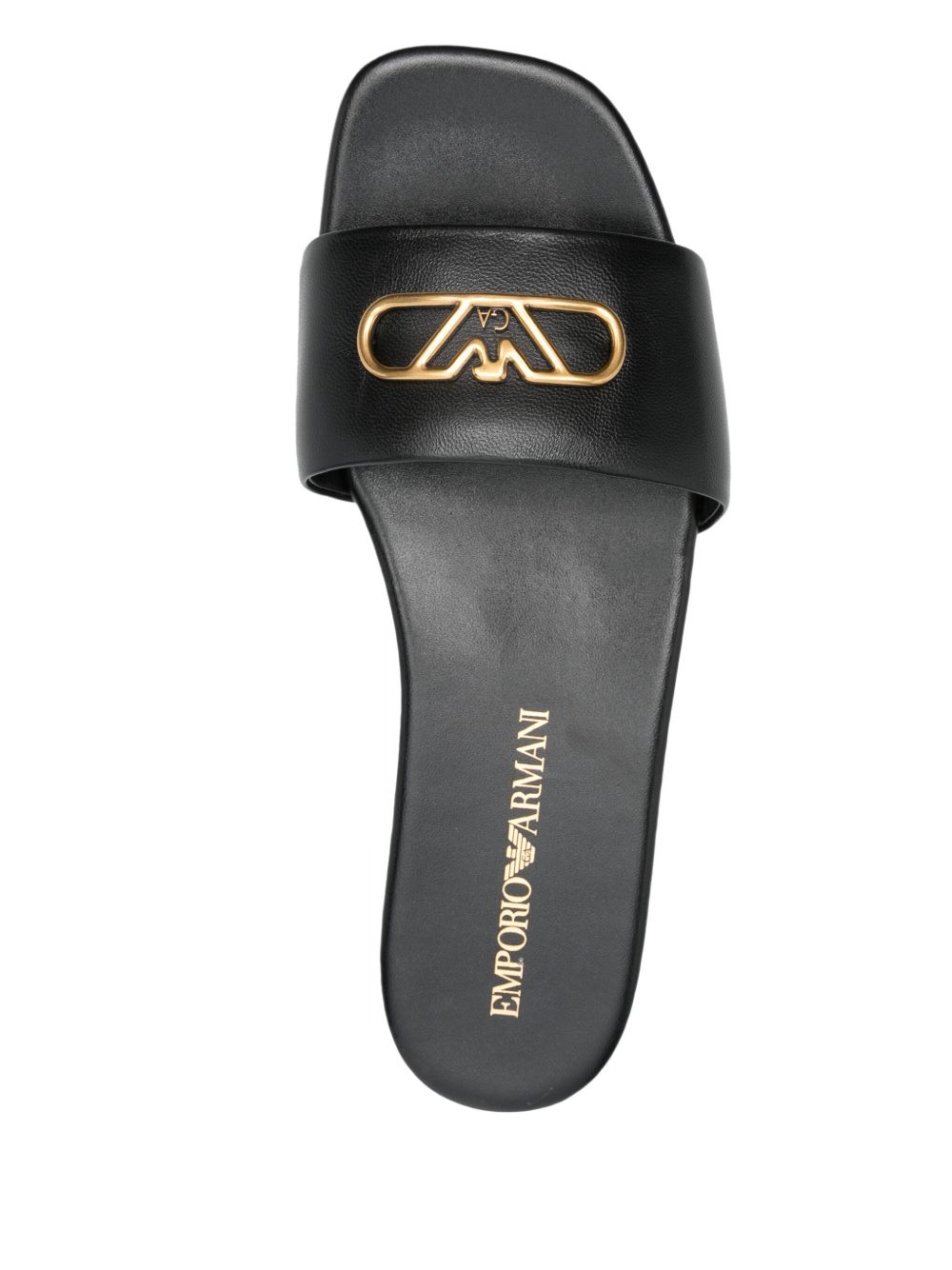 Armani Leather Emporio Exclusive Nappa Sandals with Eagle Plate Glam Steals