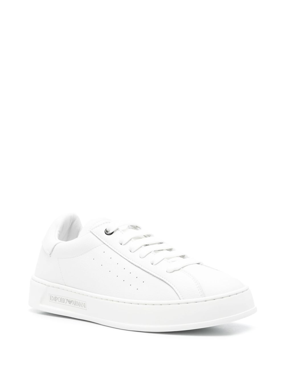 Armani Leather Emporio Exclusive Sneakers with Logo Glam Steals