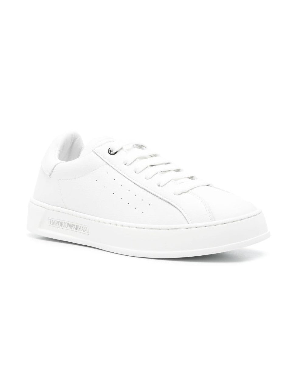 Armani Leather Emporio Exclusive Sneakers with Logo Glam Steals