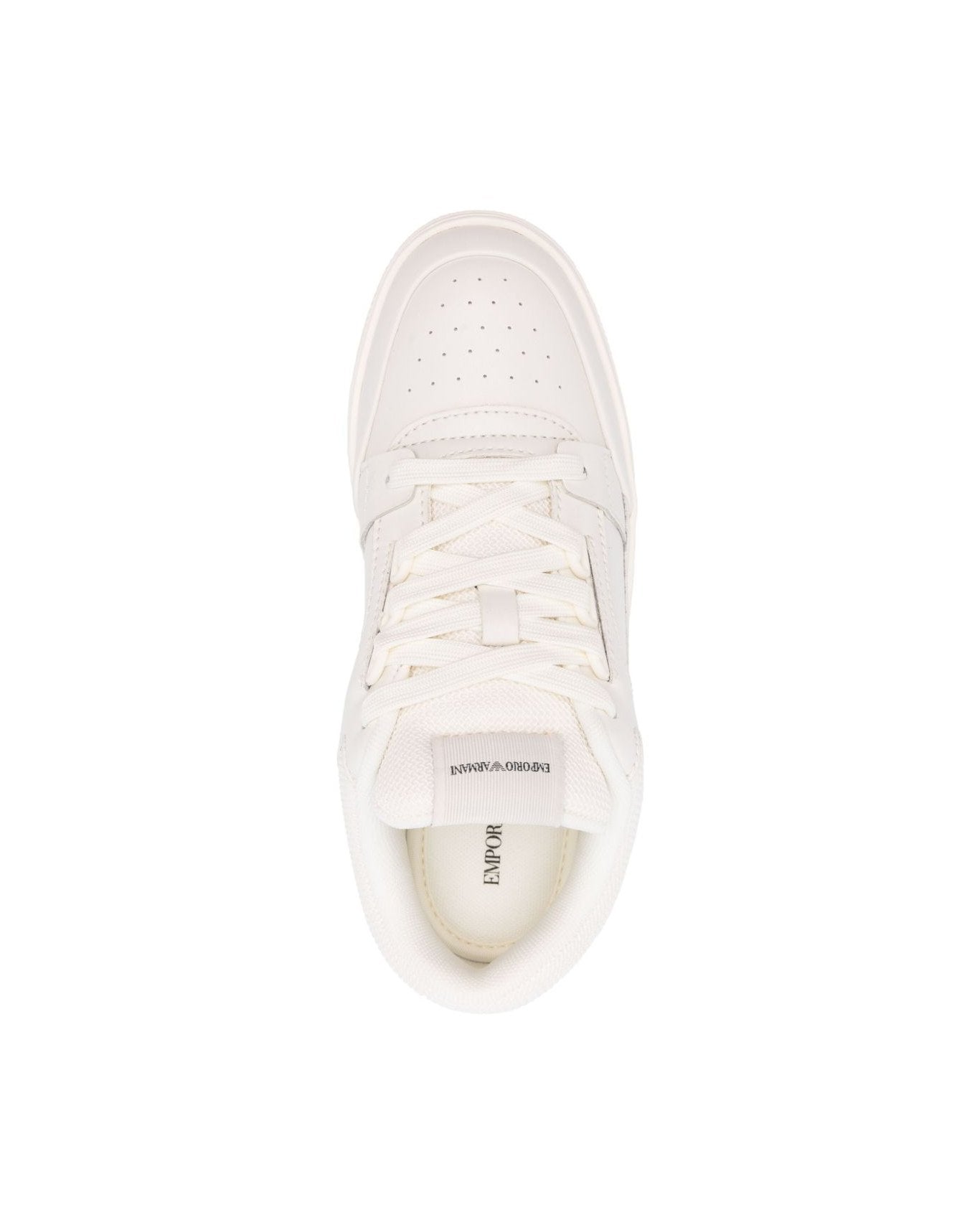 Armani Leather Emporio Exclusive and Mesh Sneakers with Contrasting Details Glam Steals