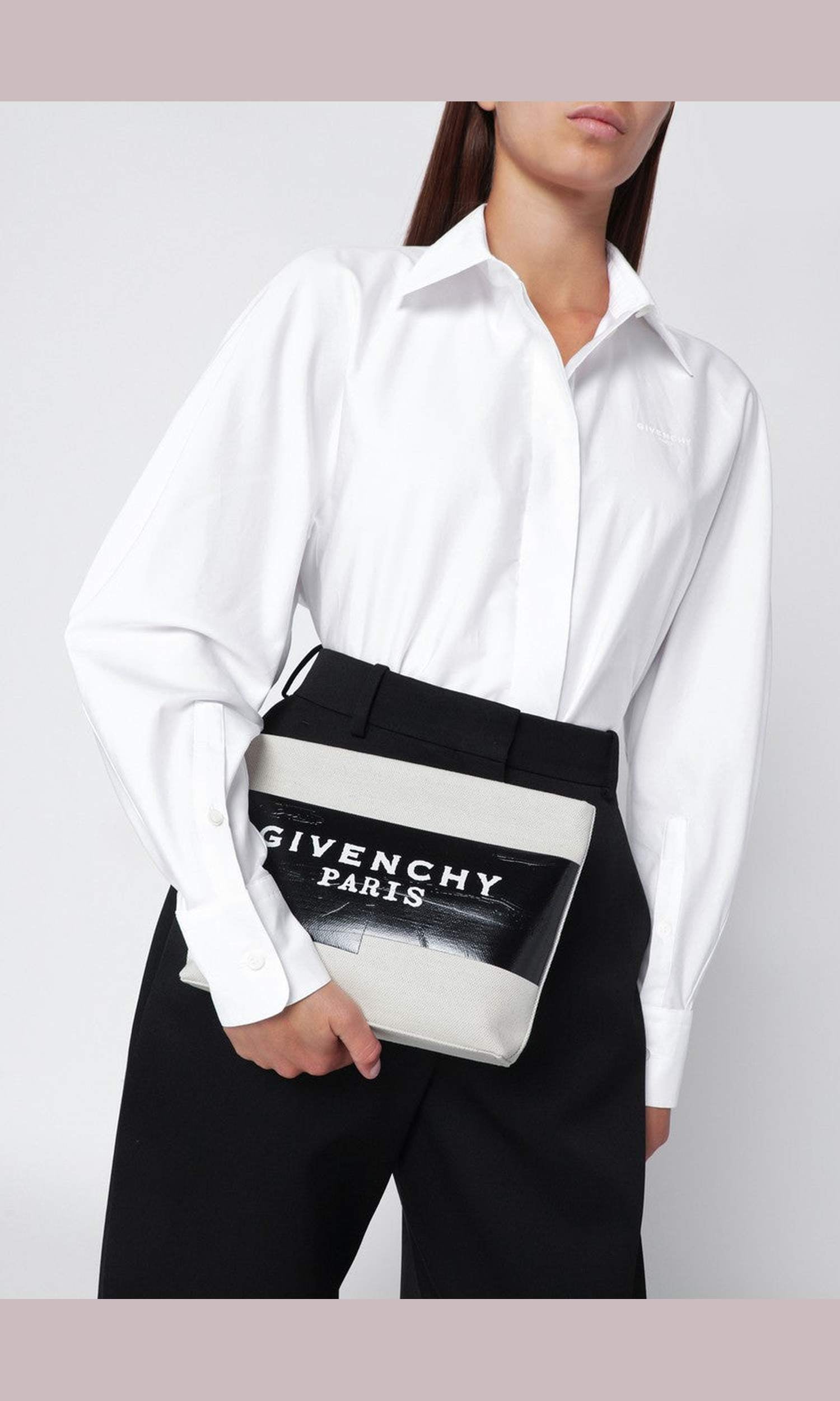 Givenchy Beige fabric logo tape pouch Glam Steals