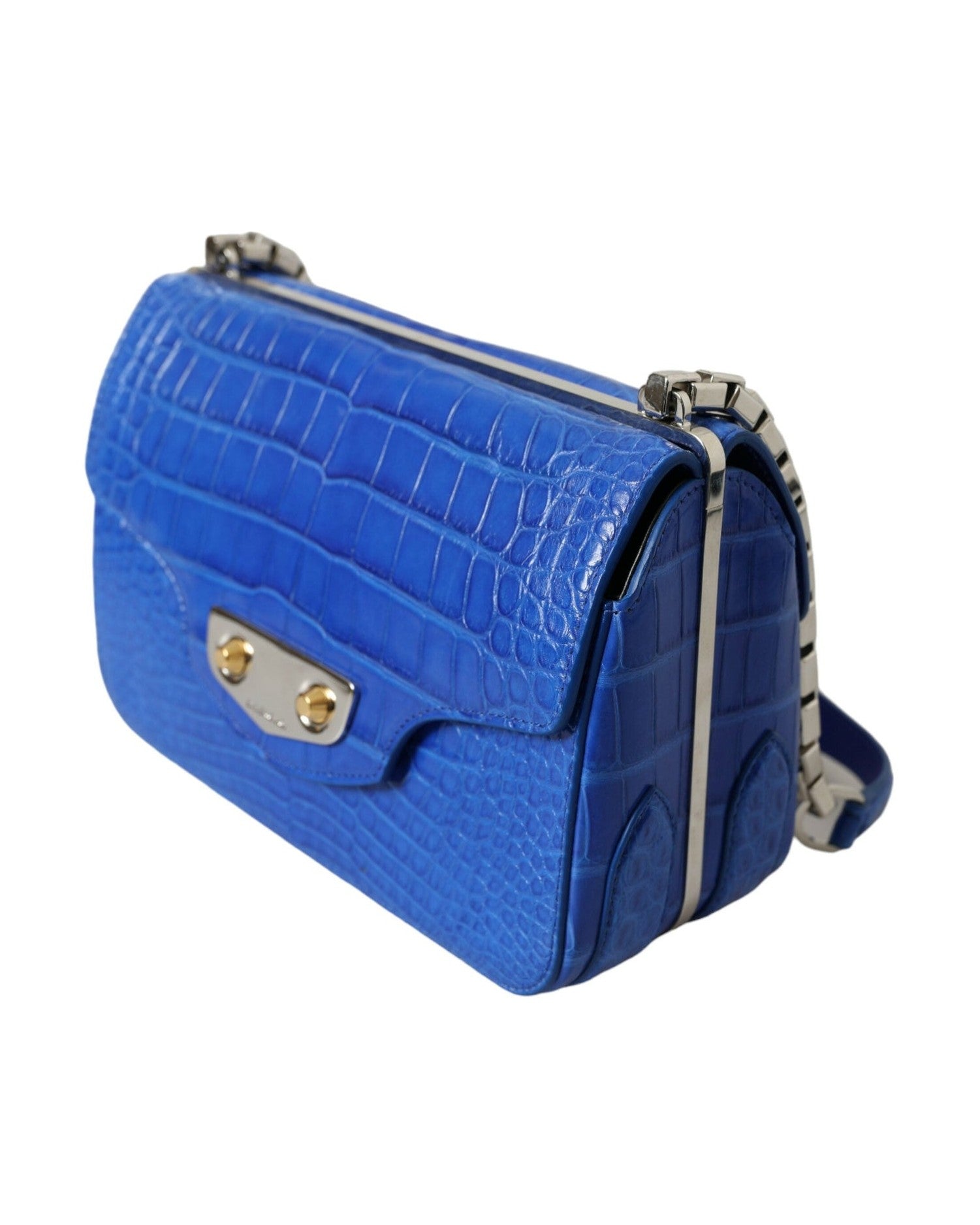 Balenciaga Alligator Skin Mini Shoulder Bag - Blue Elegant Glam Steals