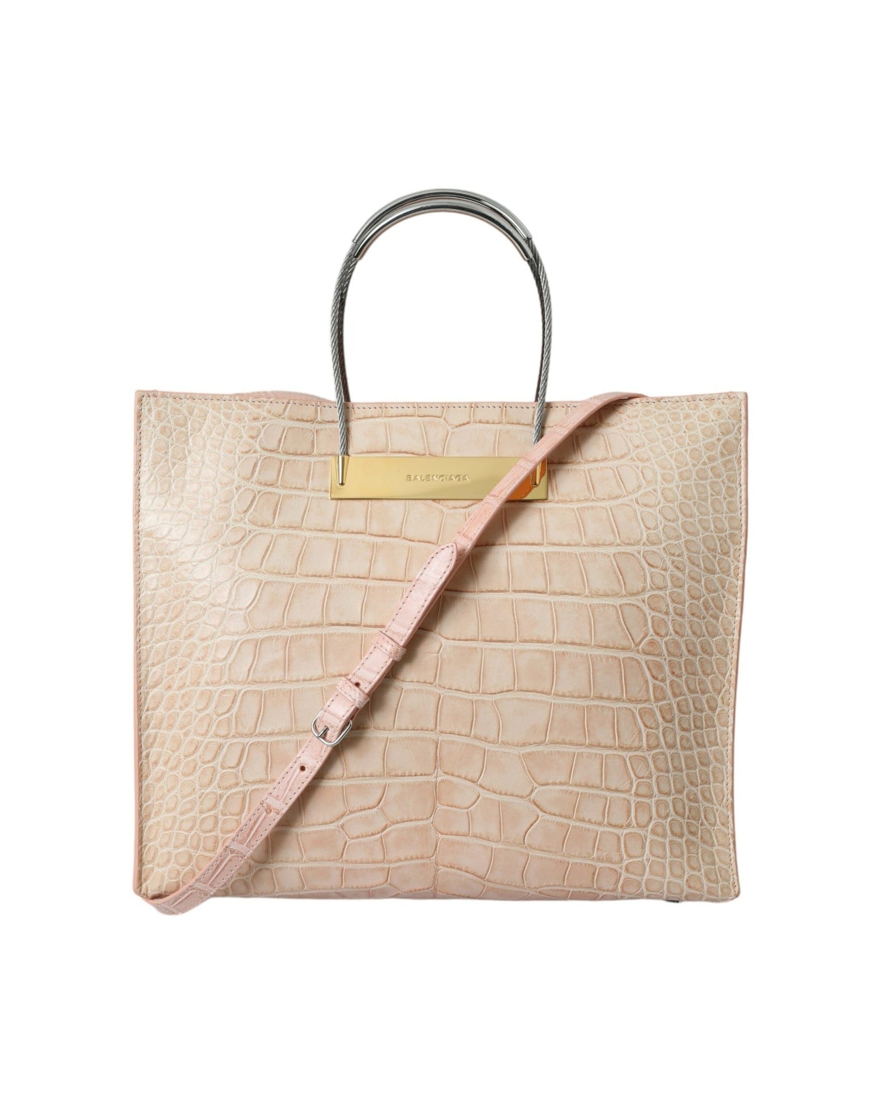 Balenciaga Alligator Leather Chic Tote Pink Bag Glam Steals