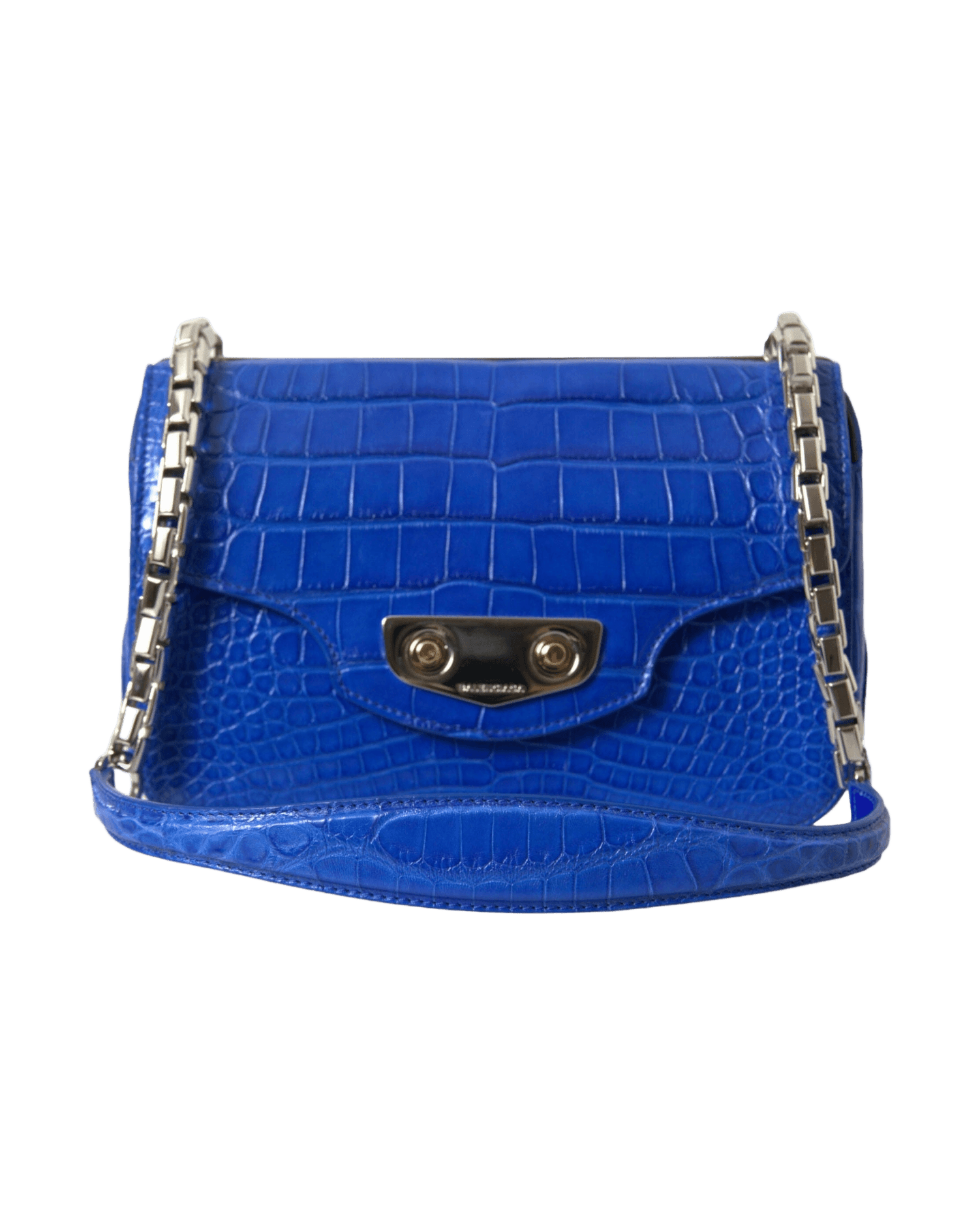 Balenciaga Alligator Skin Mini Shoulder Bag - Blue Elegant Glam Steals