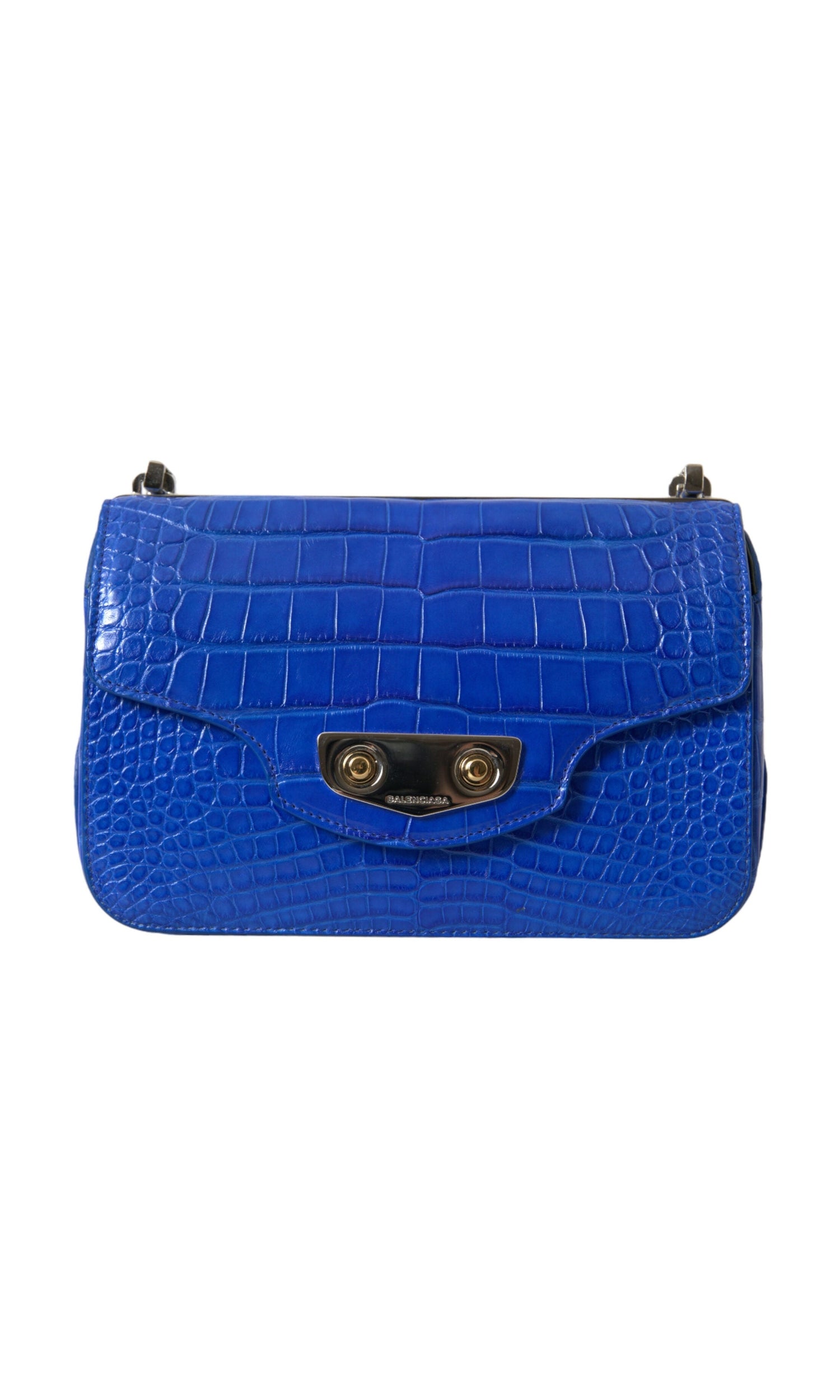 Balenciaga Alligator Skin Mini Shoulder Bag - Blue Elegant Glam Steals