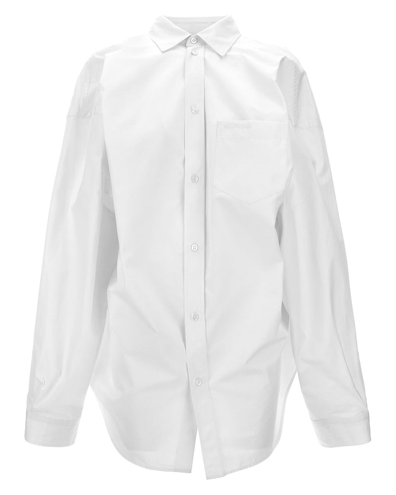 Balenciaga Asymmetric Shirt with Logo Embroidery Glam Steals