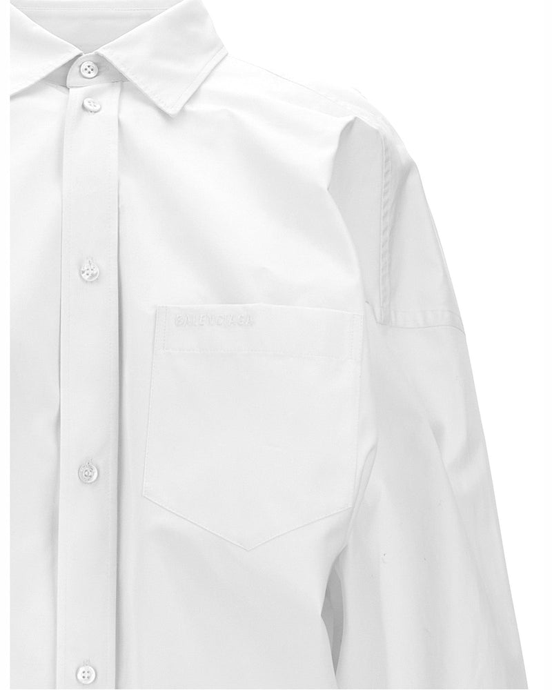 Balenciaga Asymmetric Shirt with Logo Embroidery Glam Steals