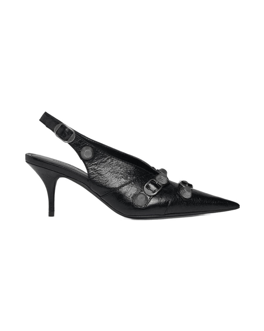Balenciaga Black Calfskin Buckle Detail Heels Glam Steals