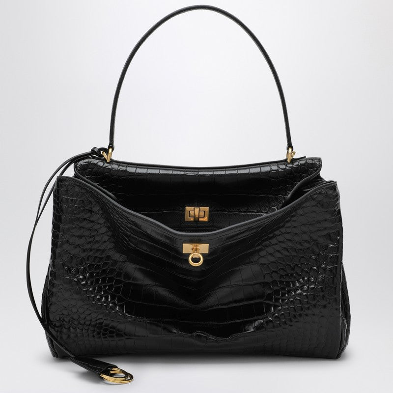 Balenciaga Black Cocco Print Calfskin Medium Rodeo Bag Glam Steals