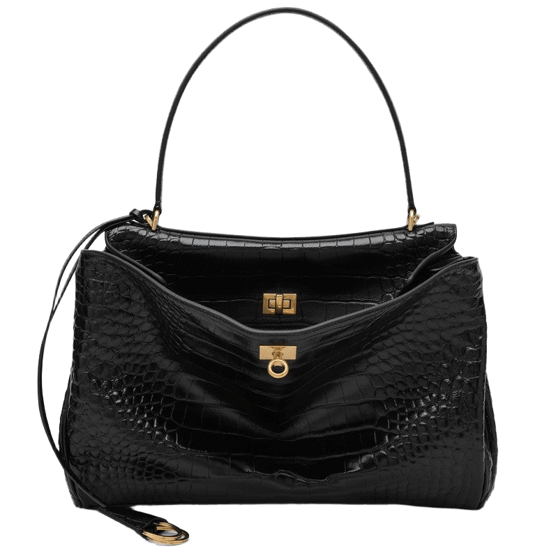 Balenciaga Black Cocco Print Calfskin Medium Rodeo Bag Glam Steals