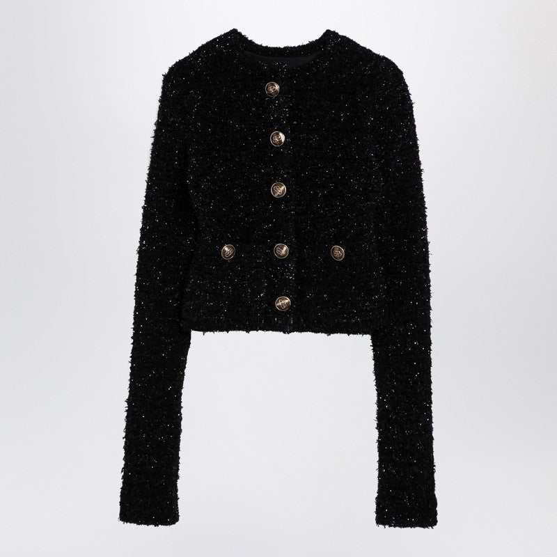 Balenciaga Black Cotton Blend Tweed Cropped Cardigan Glam Steals