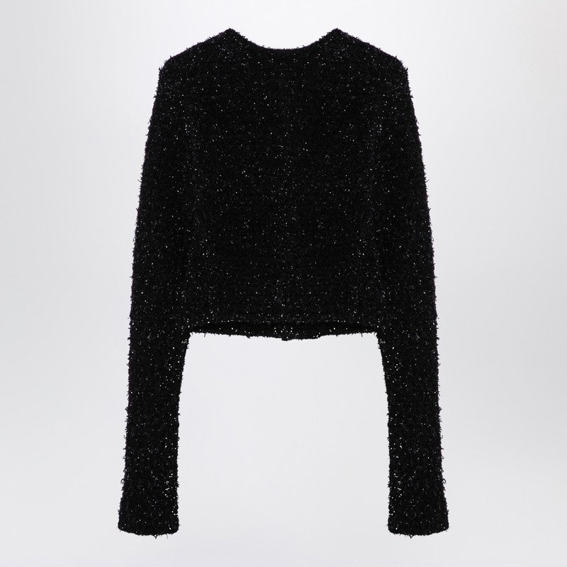 Balenciaga Black Cotton Blend Tweed Cropped Cardigan Glam Steals