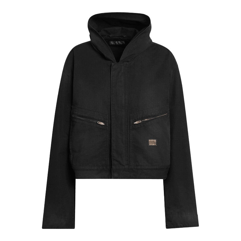 Balenciaga Black Cropped Jacket with Hood Glam Steals