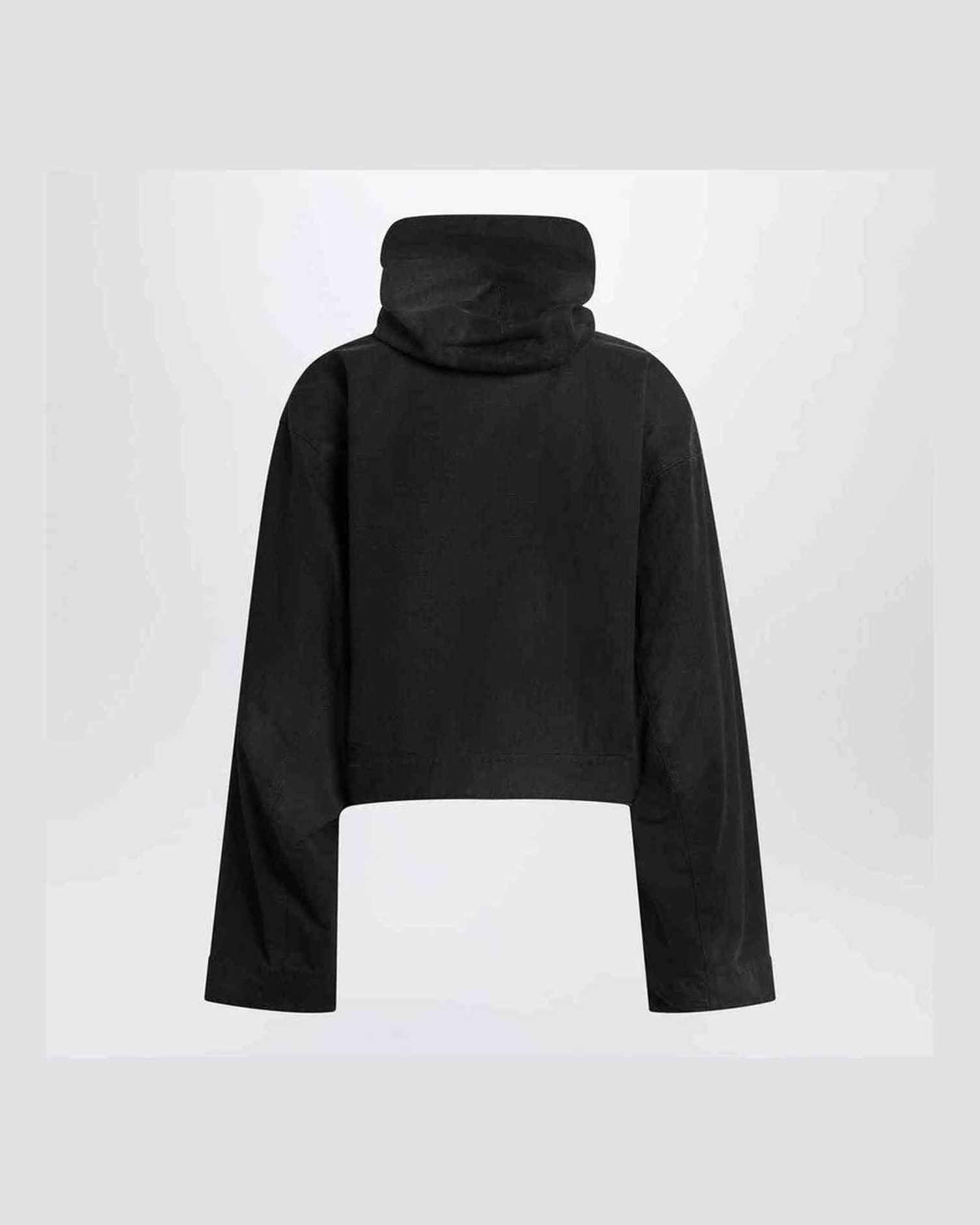 Balenciaga Black Cropped Jacket with Hood Glam Steals