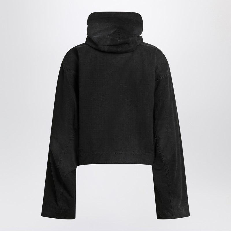 Balenciaga Black Cropped Jacket with Hood Glam Steals