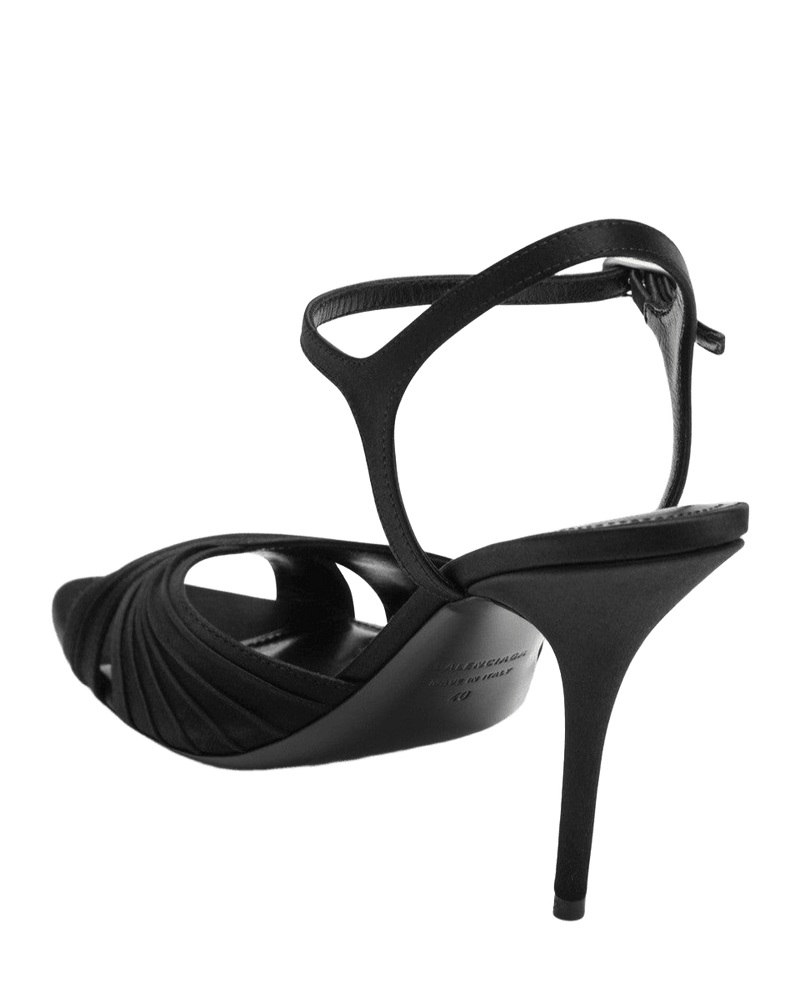 Balenciaga Dynastie Black Satin Sandals Glam Steals
