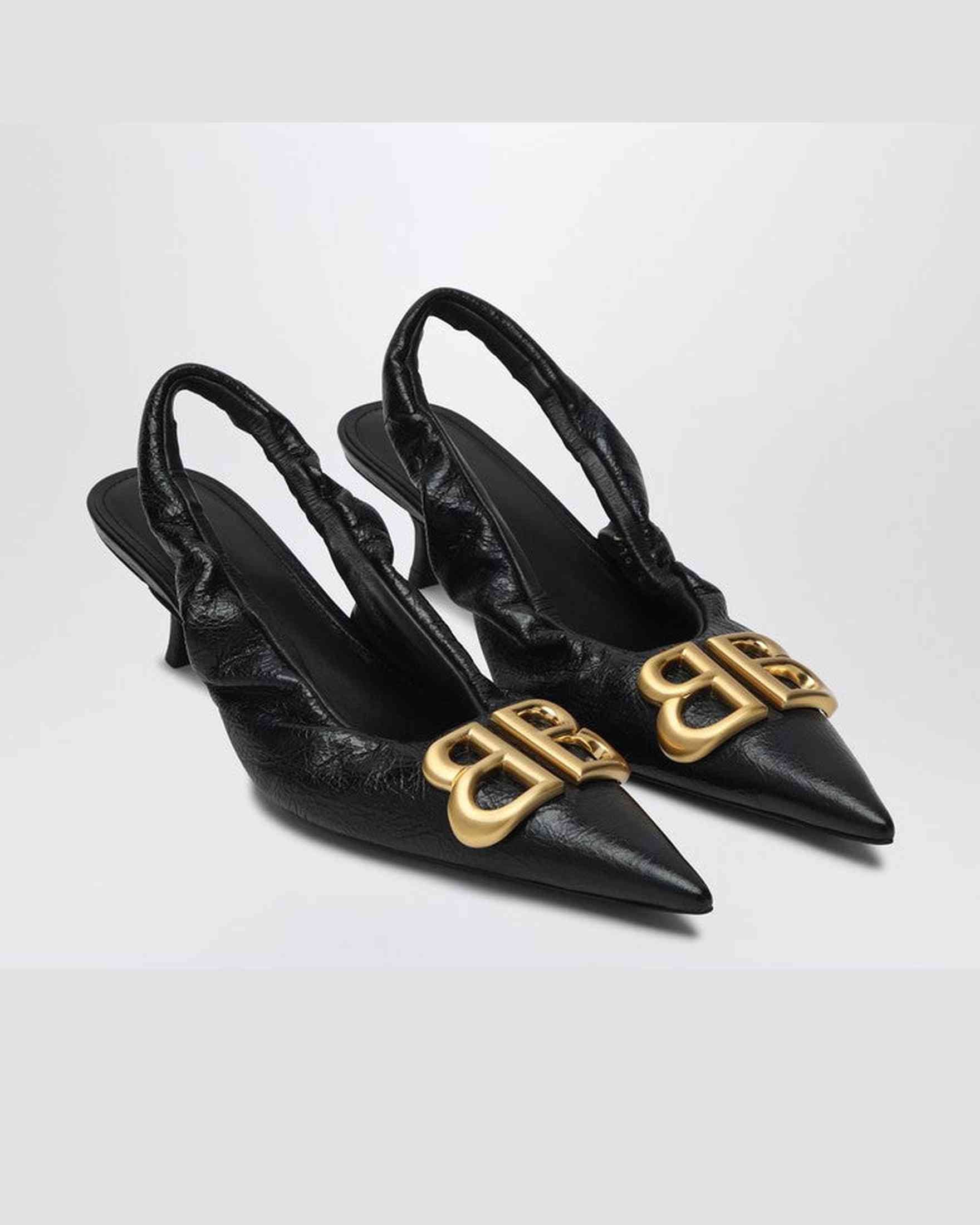 Balenciaga Black Monaco Slingback With Logo Glam Steals