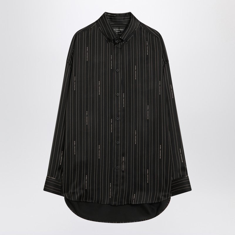 Balenciaga Black Pinstriped Button Down Shirt Glam Steals