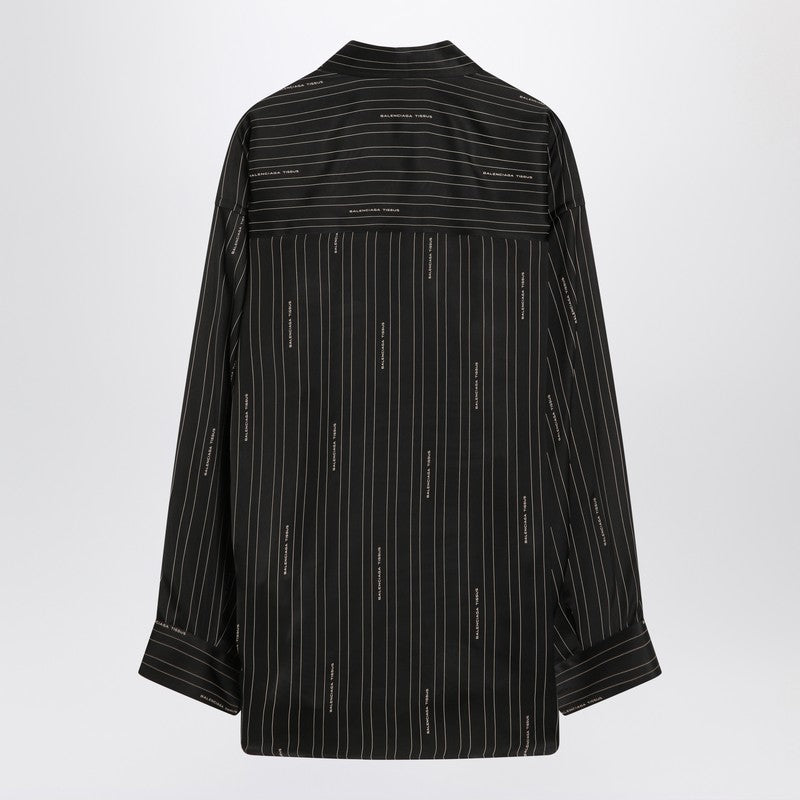 Balenciaga Black Pinstriped Button Down Shirt Glam Steals