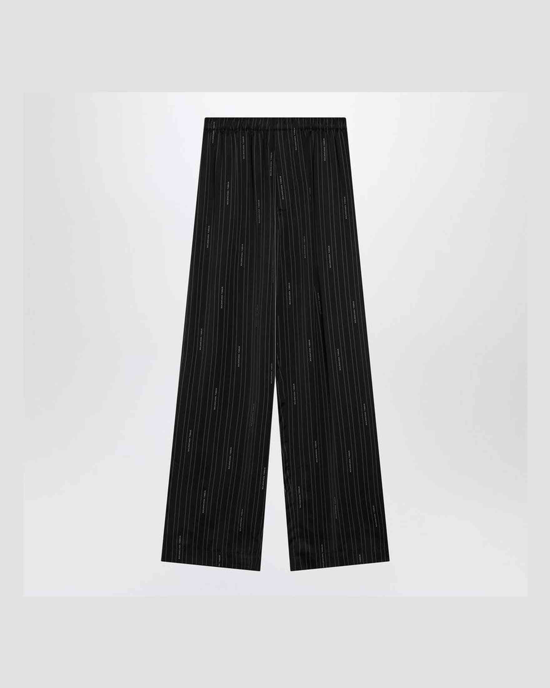 Balenciaga Black Soft Pinstriped Pant With Logo Glam Steals
