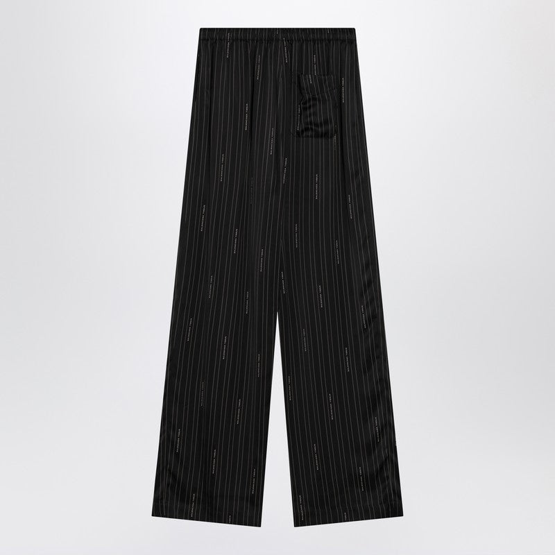 Balenciaga Black Soft Pinstriped Pant With Logo Glam Steals