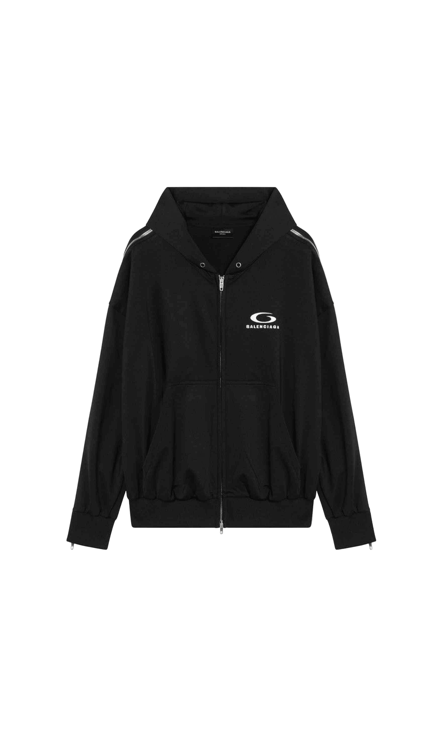 Balenciaga Black Zip Up Sweat-shirt Loop Sports Icon Glam Steals