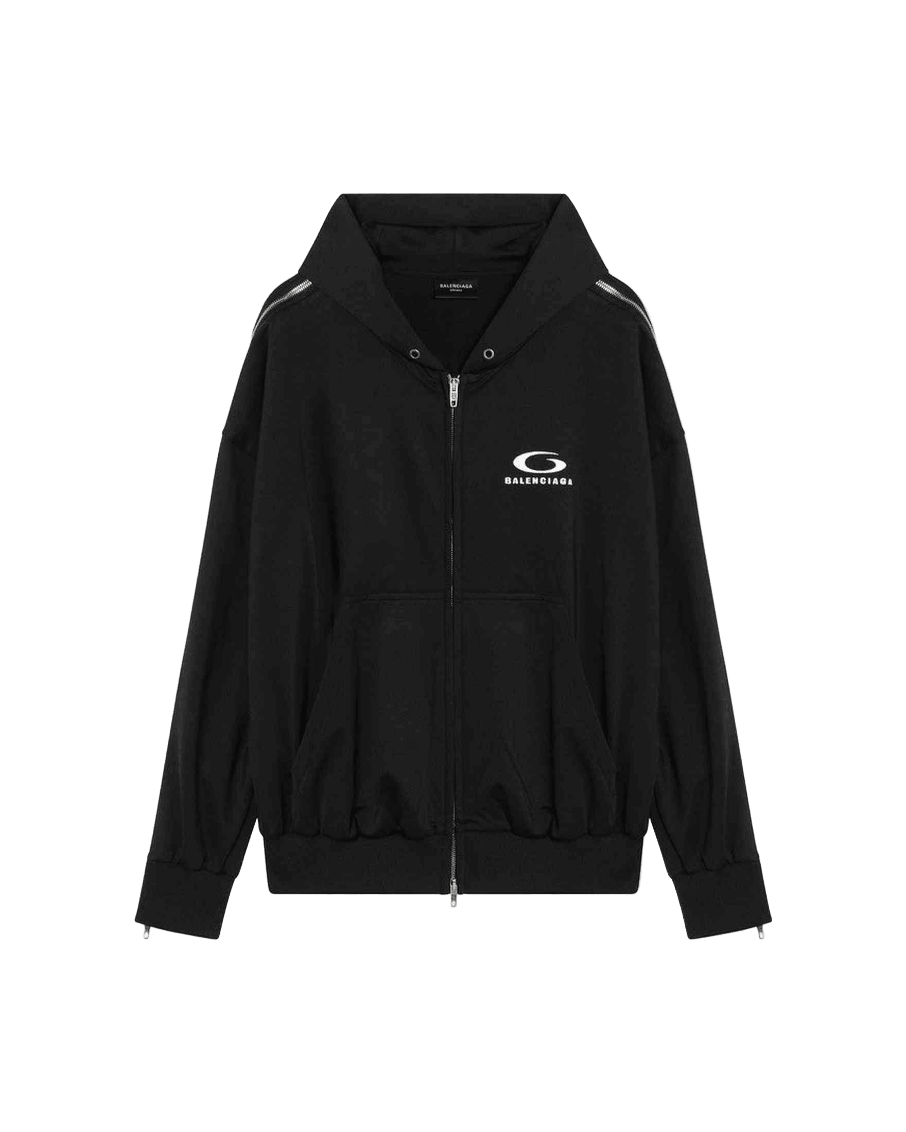 Balenciaga Black Zip Up Sweat-shirt Loop Sports Icon Glam Steals