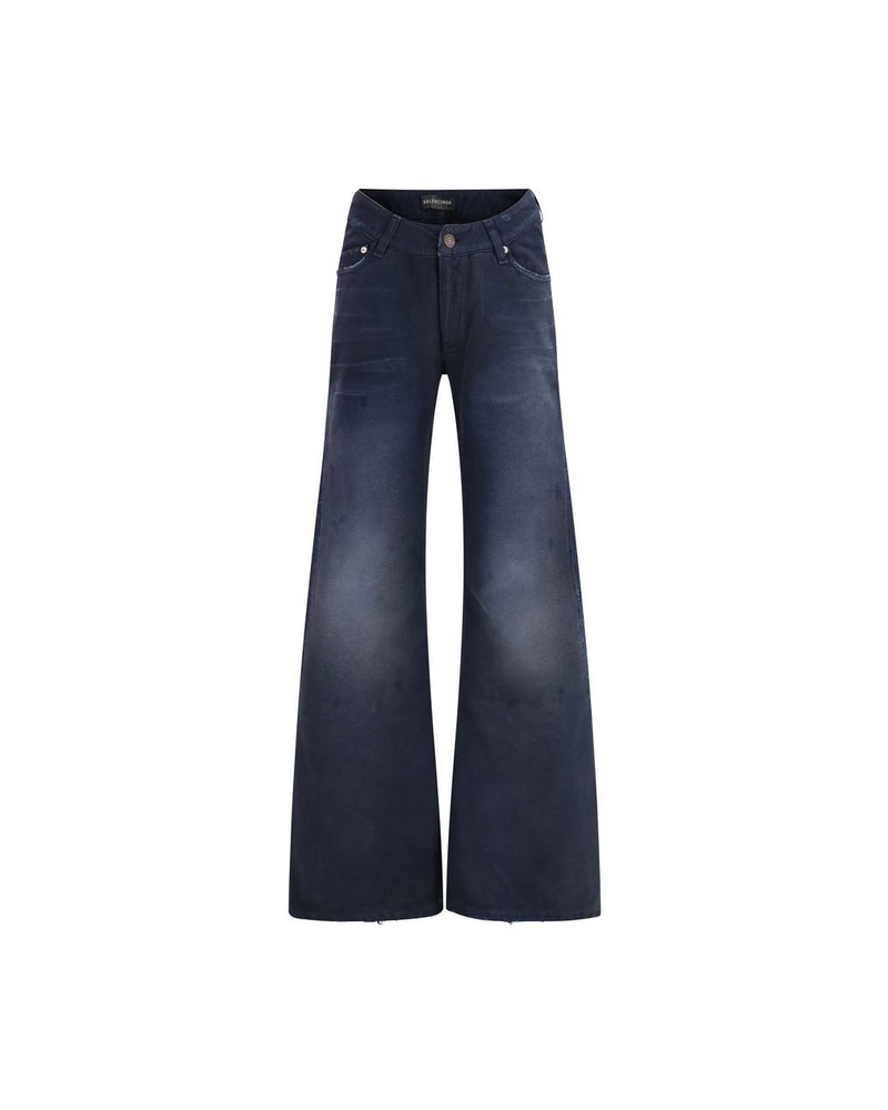 Balenciaga Blue Cotton Flared Jeans Glam Steals