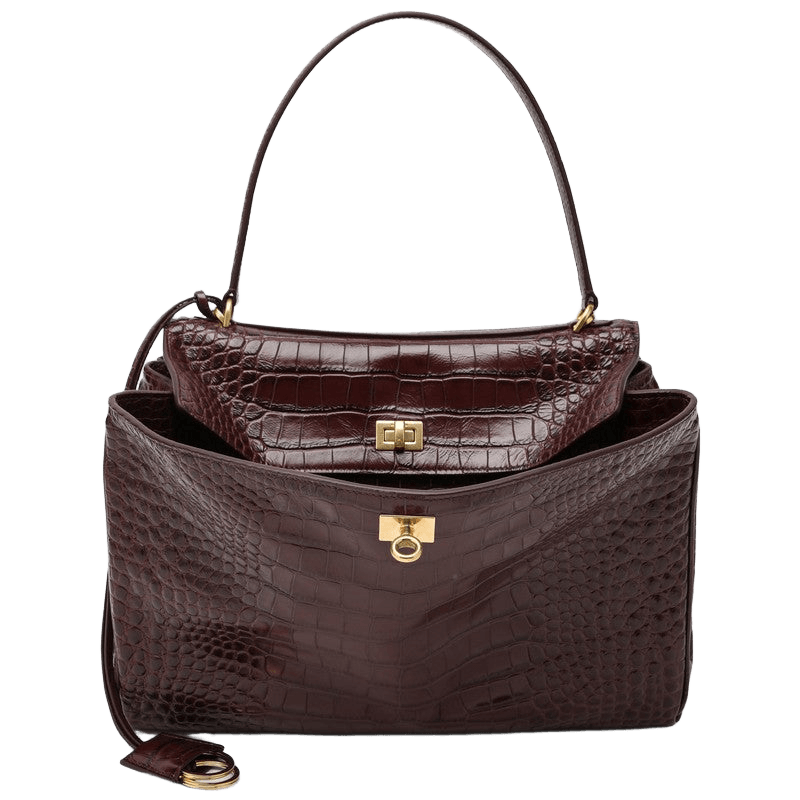 Balenciaga Burgundy Cocco Print Calfskin Medium Rodeo Bag Glam Steals