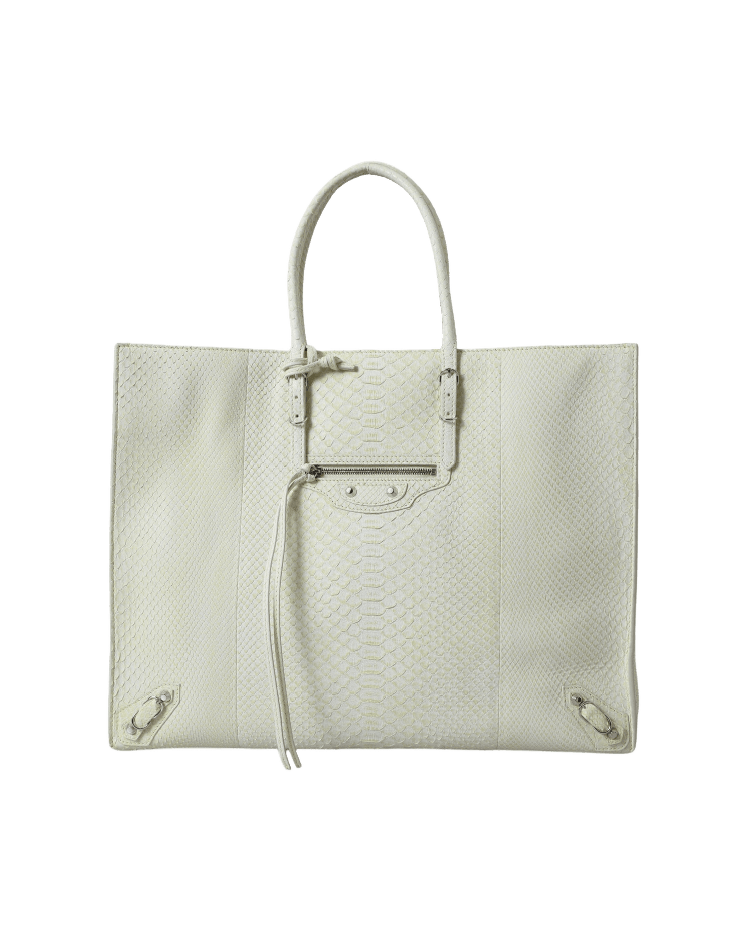 Balenciaga Chic Python Leather White Yellow Tote Glam Steals
