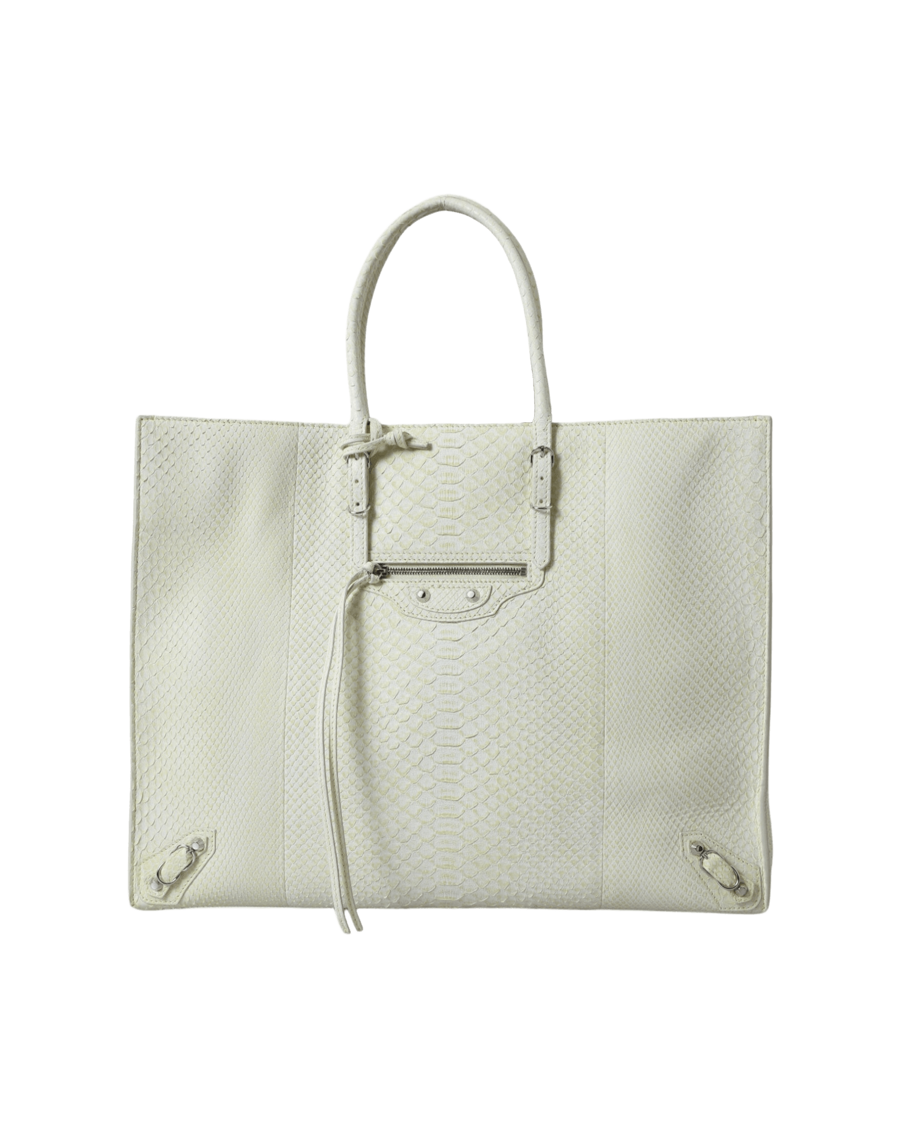 Balenciaga Chic Python Leather White Yellow Tote Glam Steals